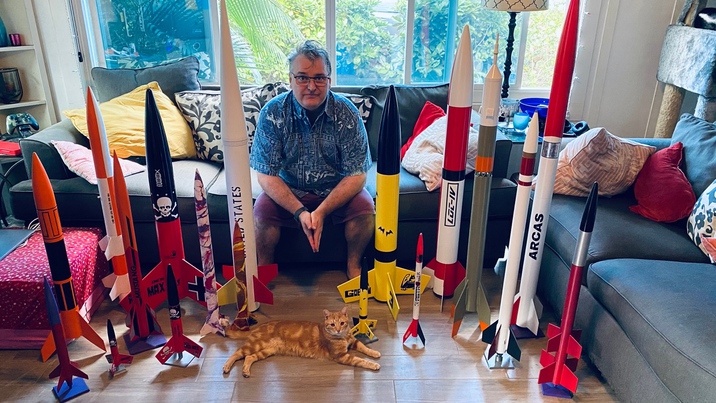 Ron with rockets. And a cat.